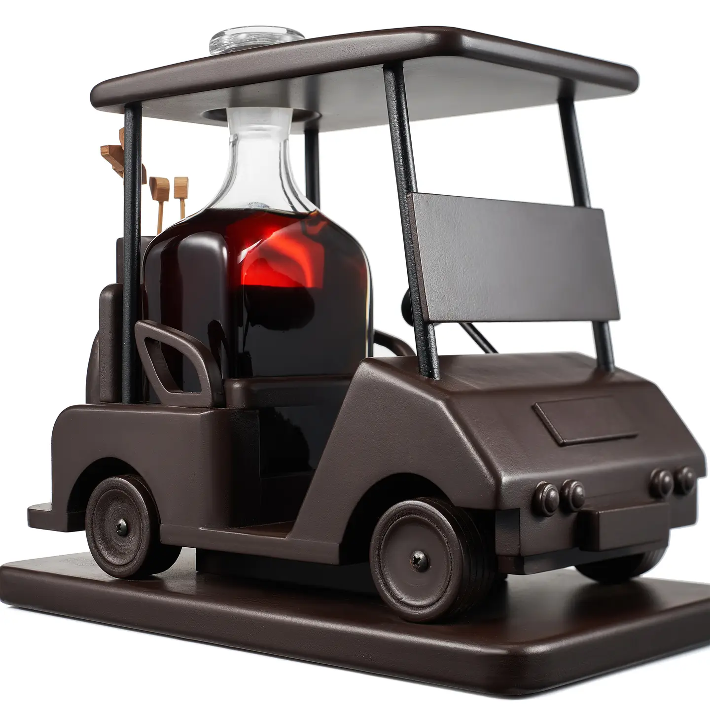Golf Decanter Whiskey Decanter - Brown Wooden Golf Cart