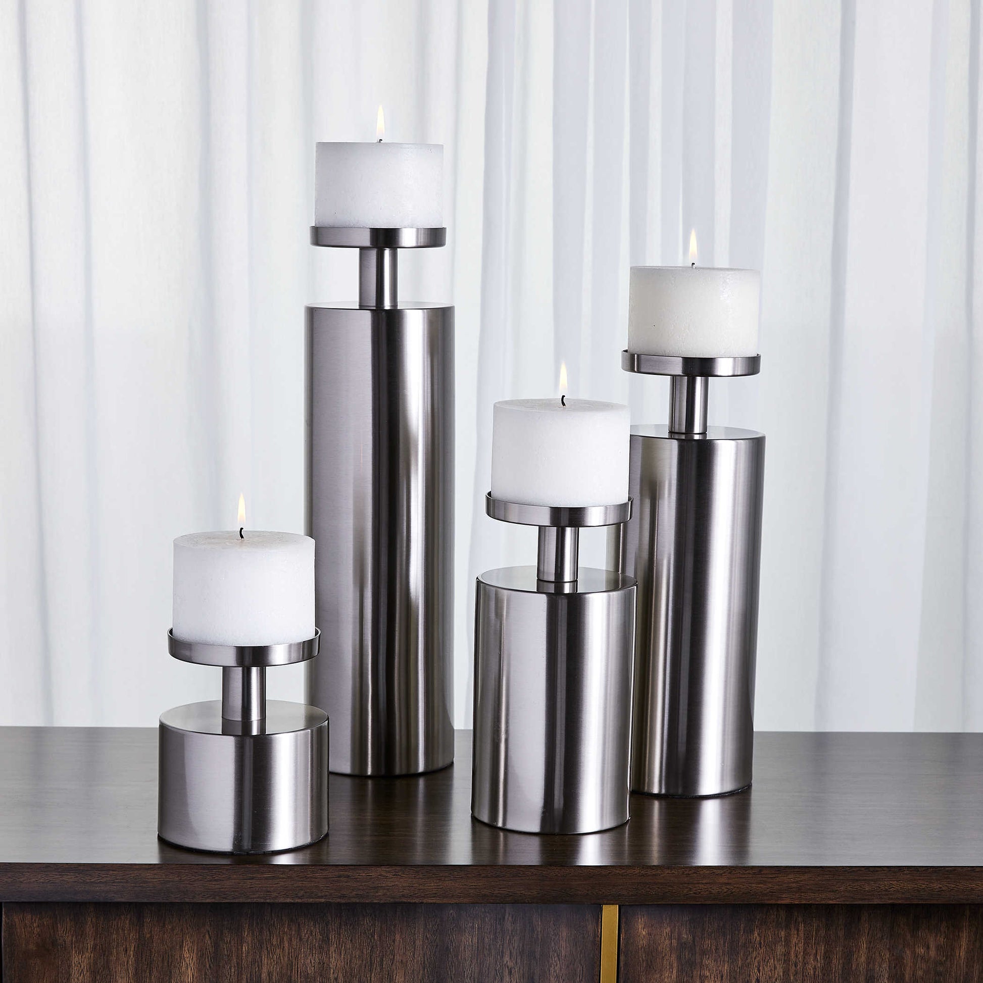 KAMDYN CANDLEHOLDERS - SILVER, S/3