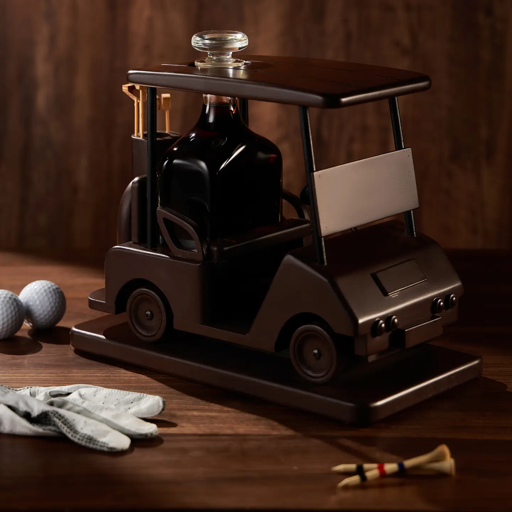 Golf Decanter Whiskey Decanter - Brown Wooden Golf Cart