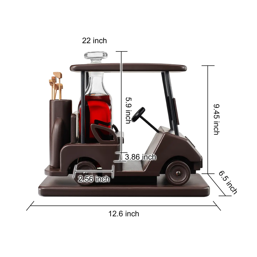 Golf Decanter Whiskey Decanter - Brown Wooden Golf Cart