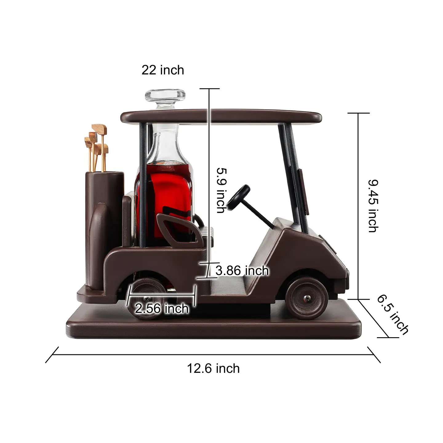 Golf Decanter Whiskey Decanter - Brown Wooden Golf Cart