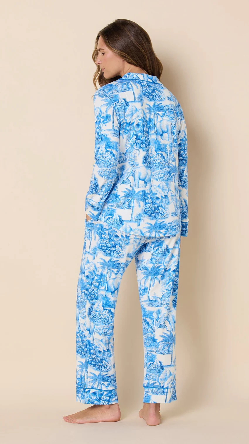 Palm Grove Toile Pima Knit Long-Sleeved Pajama