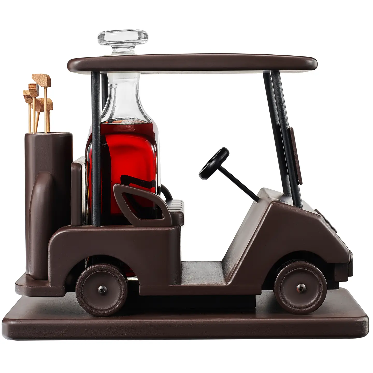 Golf Decanter Whiskey Decanter - Brown Wooden Golf Cart