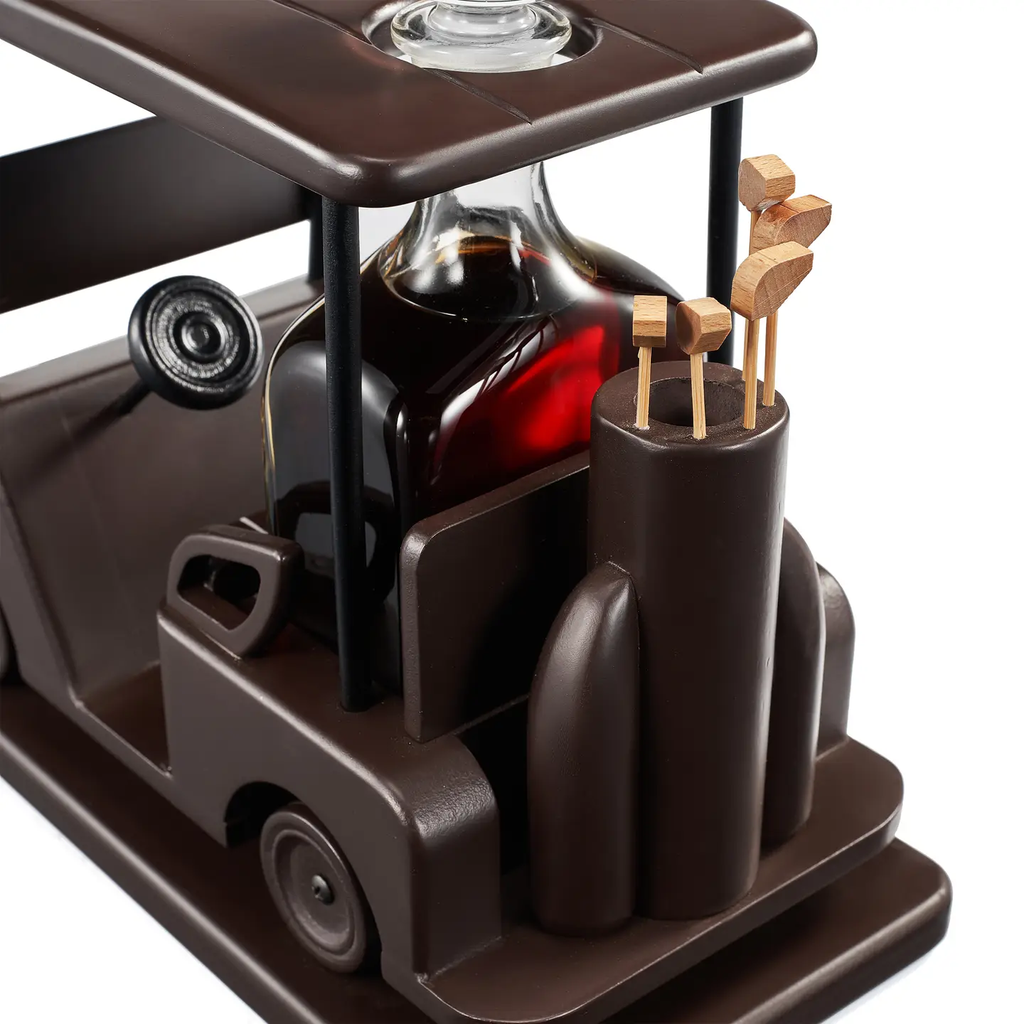 Golf Decanter Whiskey Decanter - Brown Wooden Golf Cart