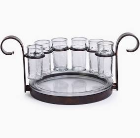 6 Shot Tequila Tray Silver